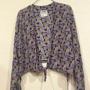 Multicolored, psychedelic wrap blouse